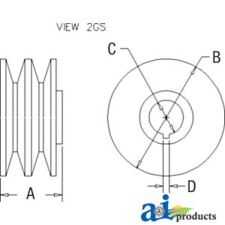 A & I Products Pulley, 2V-Groove 4" x4" x2" A-ADR5003
